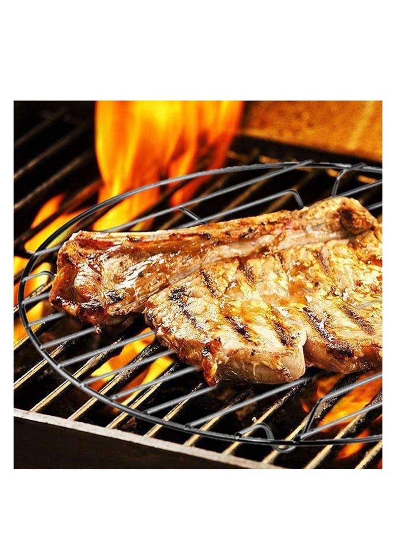 مملكة الإكسسوارات سلك متعدد الوظائف من الفولاذ المقاوم للصدأ للتبريد والتبريد والخبز، رف شواء سلكي مربع / باباد جالي / شواية روتي شكل دائري مع مقبض خشبي - Image 4