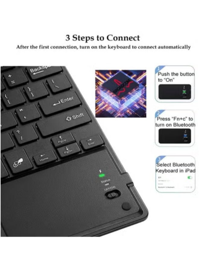 JAJEEK TouchPad Keyboard Case for Xiaomi Mi Pad 5 Pro 11 Inch | Magnetic Bluetooth Keyboard with Leather Stand Cover | Lightweight Wireless Keyboard Case for Mi Pad 5 / 5 Pro | Detachable, Durable, Slim Fit Protection Cover for Xiaomi Tablets - Black - Image 2