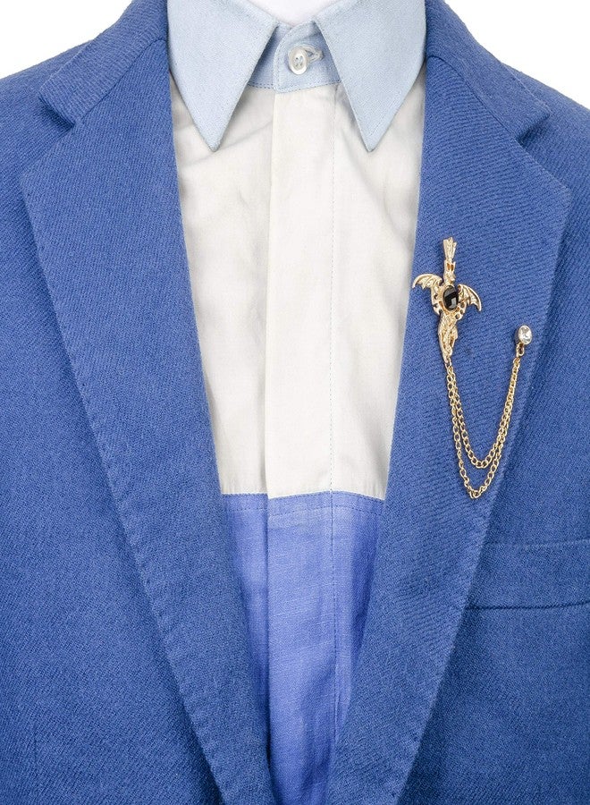 Knighthood Men's Golden Sword With Stone Drtailing Chain Tassel Suit Collar Brooch Lapel pin - Image 2