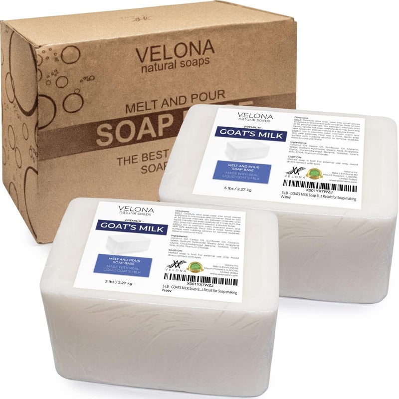 velona 10 LB - Goats Milk Soap Base SLS/SLES Free | Melt and Pour | Natural Bars for The Best Result for Soap-Making - Image 1