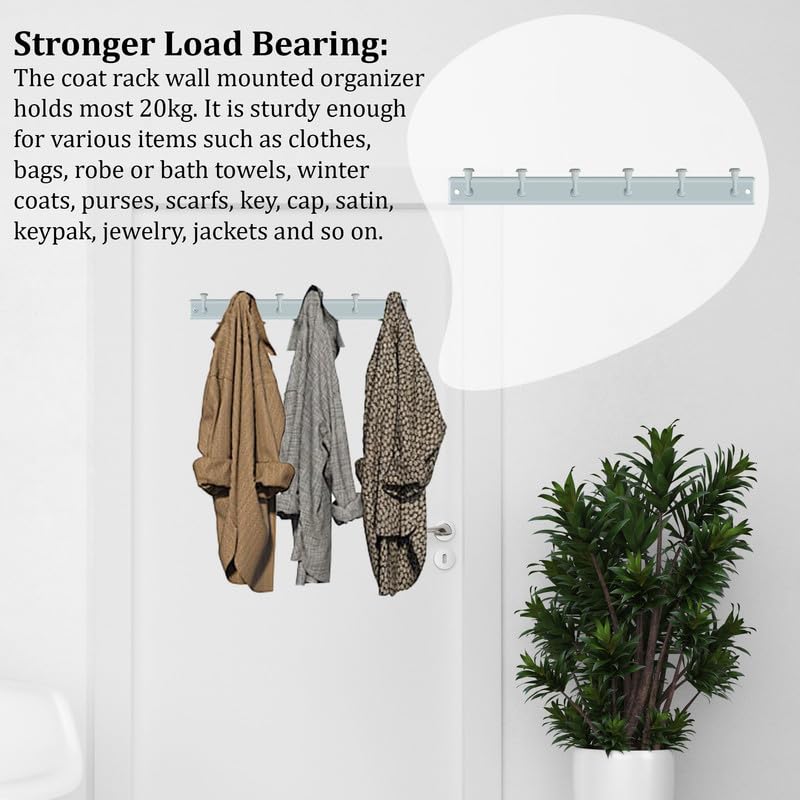 Caneuf Metal 6 Hook DoorWall Cloth Hanger with Screws for Bathroom Kitchen Pack of 4 White - Image 3