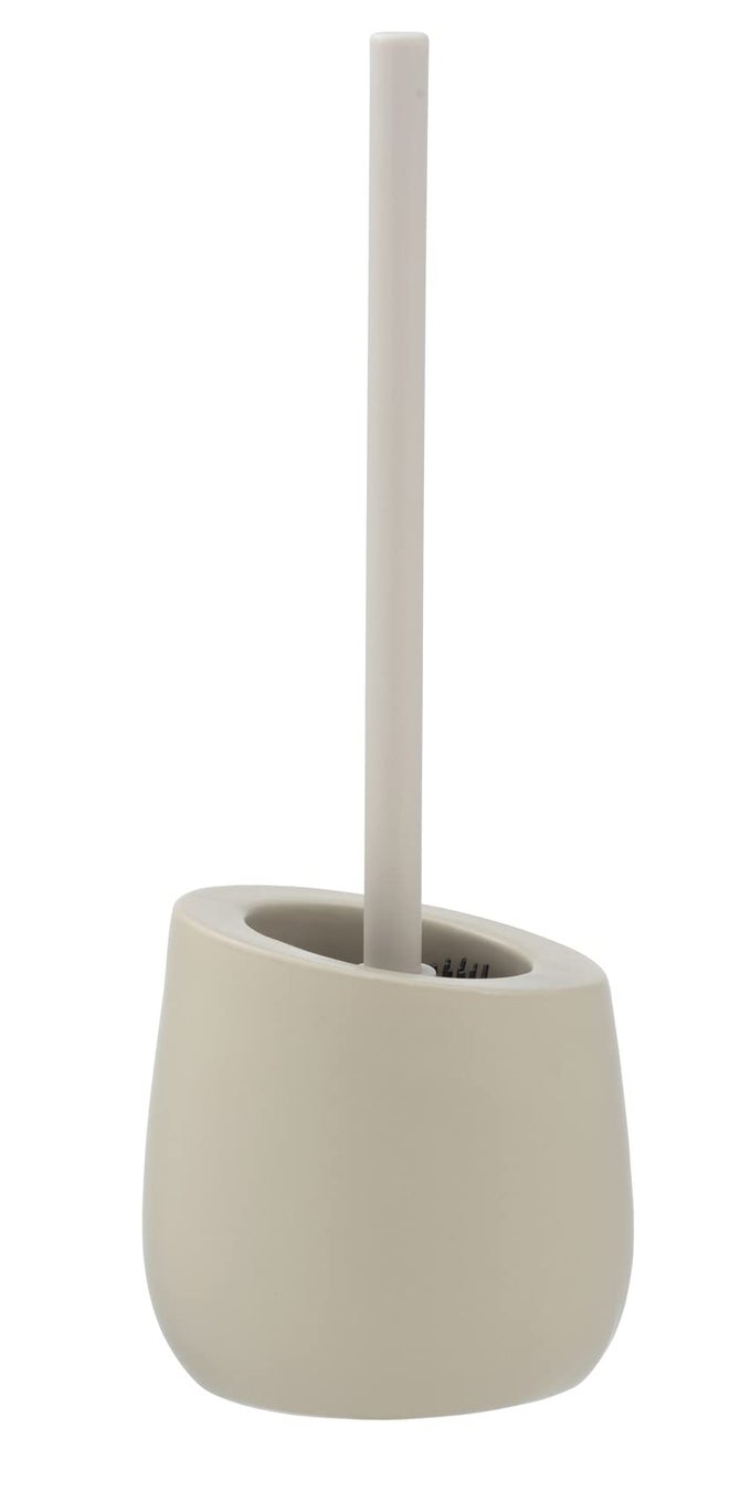 BADI TOILET BRUSH HOLDER WITH SILICONE BRISTLES AND RIM CLEANER CERAMIC BEIGE 38 X 135 X 135 CM