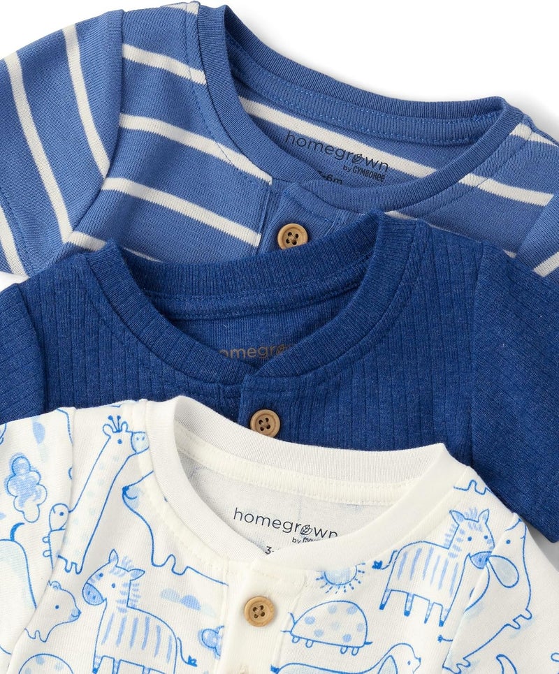 جيمبوري Gymboree Unisex Baby Short Sleeve Bodysuits Short Sleeve Bodysuits (pack of 3) - Image 2