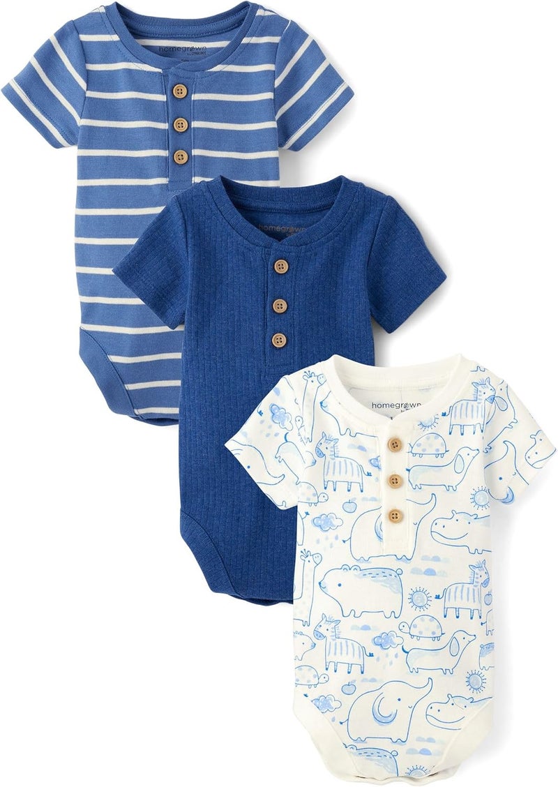 جيمبوري Gymboree Unisex Baby Short Sleeve Bodysuits Short Sleeve Bodysuits (pack of 3) - Image 1
