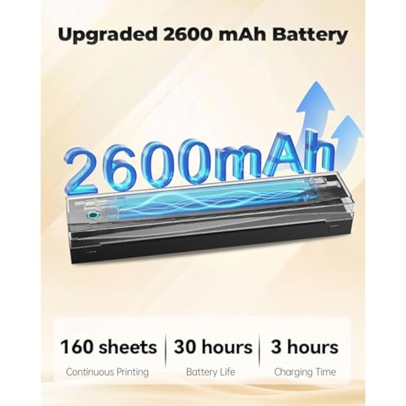 أنكوفو Portable Printer Wireless for Travel, D80 Thermal Printer, Inkless Printers, Compatible with iOS, Android, Laptop, Supports 8.5 x 11 US Letter & A4 & A5 for Home Use, Office, Vehicles, Black - Image 4