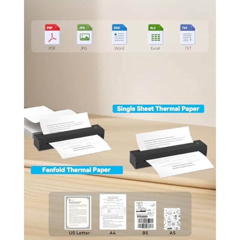 أنكوفو Portable Printer Wireless for Travel, D80 Thermal Printer, Inkless Printers, Compatible with iOS, Android, Laptop, Supports 8.5 x 11 US Letter & A4 & A5 for Home Use, Office, Vehicles, Black - Image 3