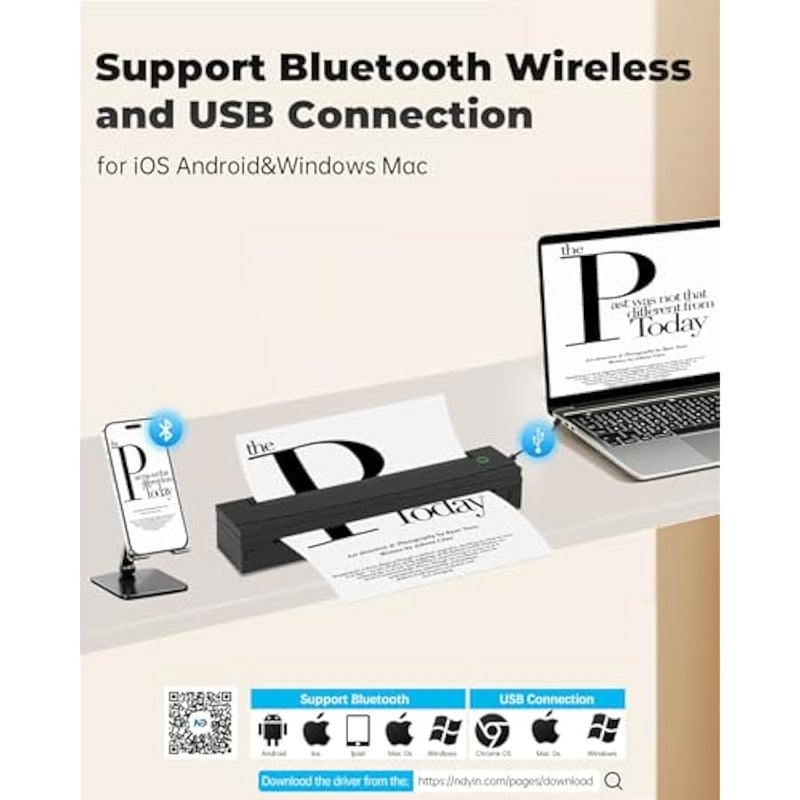 أنكوفو Portable Printer Wireless for Travel, D80 Thermal Printer, Inkless Printers, Compatible with iOS, Android, Laptop, Supports 8.5 x 11 US Letter & A4 & A5 for Home Use, Office, Vehicles, Black - Image 2