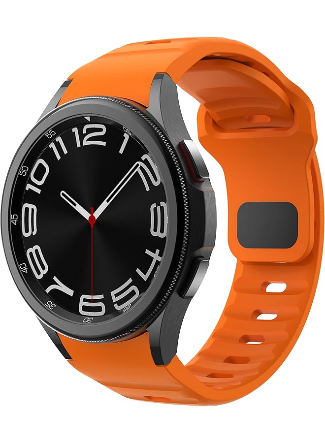 Dado No Gap Silicone Band Compatible With Samsung Galaxy Watch 6 5 4 47 46 45 44 43 42 40Mm Silicone Line Desgin Strap Orange - Image 1