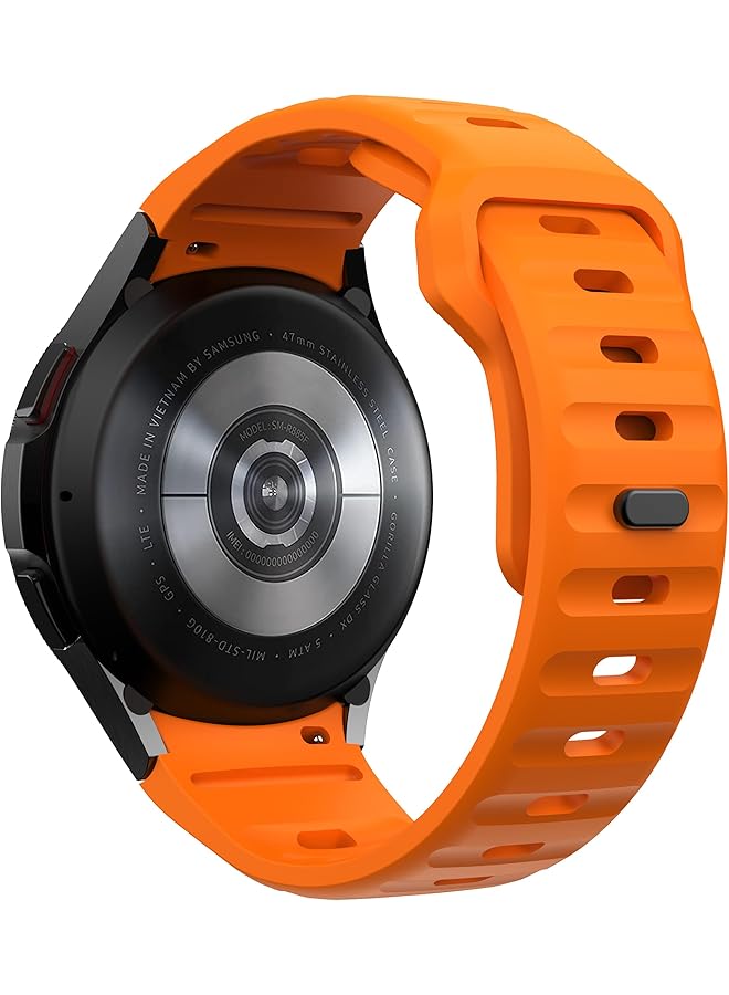 Dado No Gap Silicone Band Compatible With Samsung Galaxy Watch 6 5 4 47 46 45 44 43 42 40Mm Silicone Line Desgin Strap Orange - Image 3