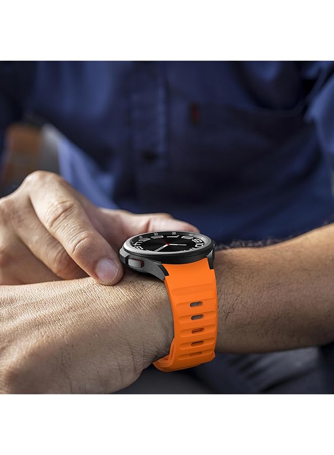Dado No Gap Silicone Band Compatible With Samsung Galaxy Watch 6 5 4 47 46 45 44 43 42 40Mm Silicone Line Desgin Strap Orange - Image 5