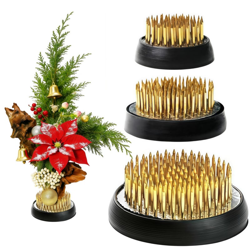 3 Pcs Flower Frogs for Flower Arrangements Supplies Japanese Flower Arranging Ikebana Kenzan Pin Frogs for Flowers Holder with Rubber Base Flower Fixed ToolsGold 13 Inch 157 Inch 197 Inch