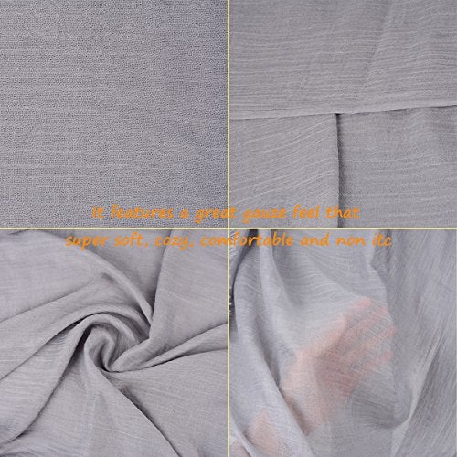 Iristide Womens Long Scarf in Solid Color, Light Weight Large Shawls Wrap for Beach Outdoor Camping Traveling Sunscreen Neckwear 75×43 inch (Grey) - Image 5