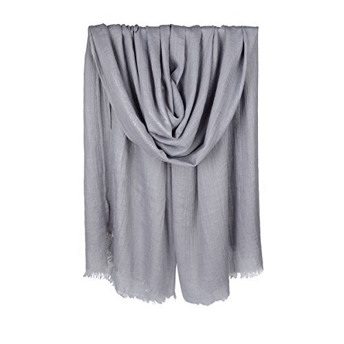 Iristide Womens Long Scarf in Solid Color, Light Weight Large Shawls Wrap for Beach Outdoor Camping Traveling Sunscreen Neckwear 75×43 inch (Grey) - Image 1