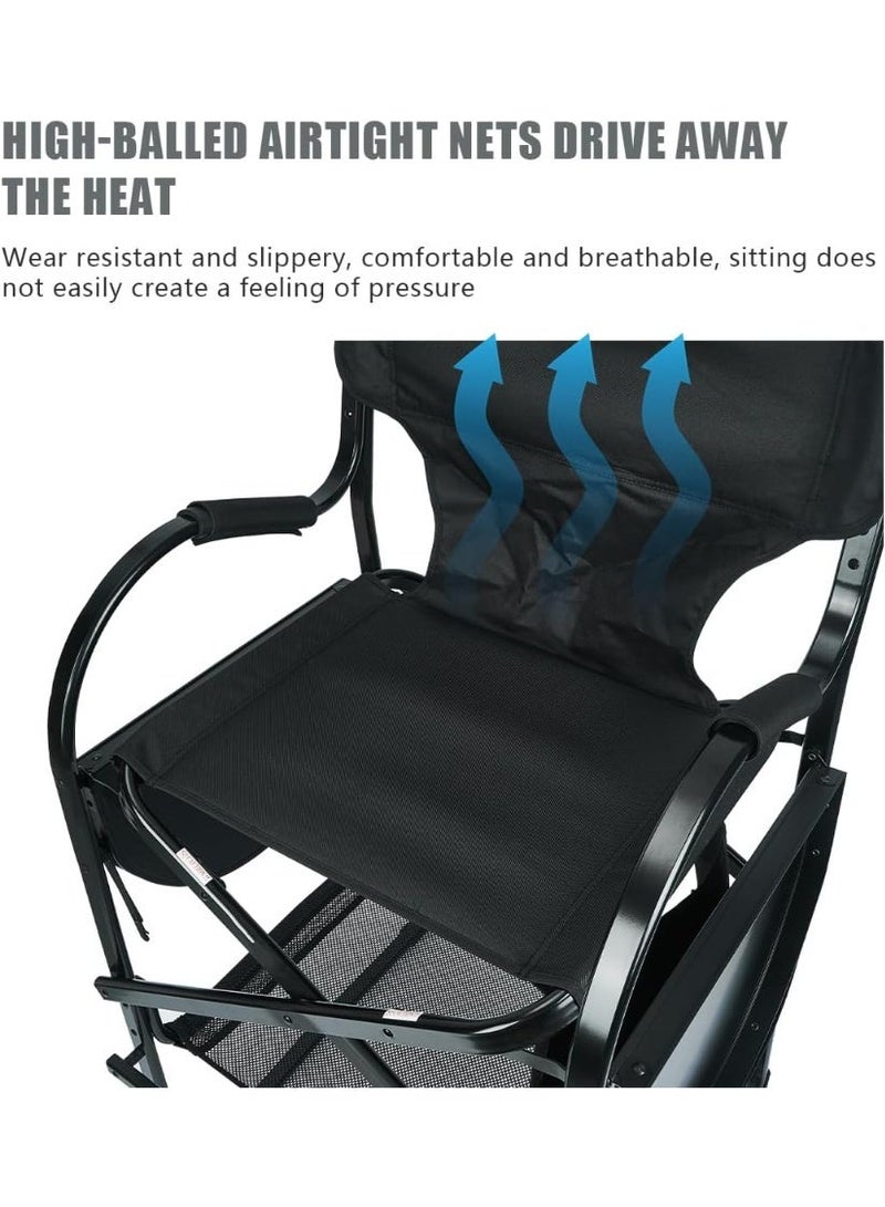 ميشيدا الكرسي المُخرج المُطوية، كرسي مُحلِّق التجميل المُنقول من الألمنيوم الخفيف الوزن، لـ الغرفة النومية والستوديو والصالون والأنشطة الخارجية (أسود غامق) - Image 5