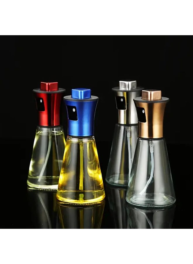 Silvery Stainless Steel Oil Spray Bottle 200ml with Glass Bottle for Cooking Baking Grilling - Image 1