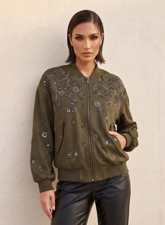 Iconic Iconic Bomber Jacket with Embellishment