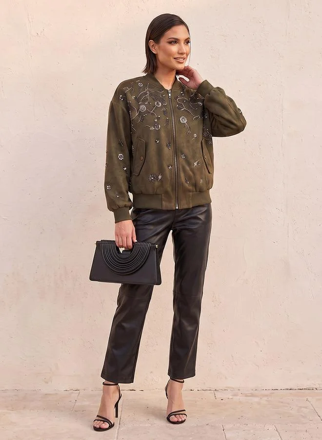 Iconic Iconic Bomber Jacket with Embellishment
