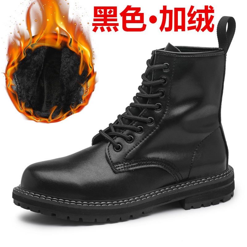 Couple Style 35-47 Size Ins Boots Men'S High Top Genuine Leather Large Size Boots Women'S Motorcycle Shoes Black Work Boots - Image 1