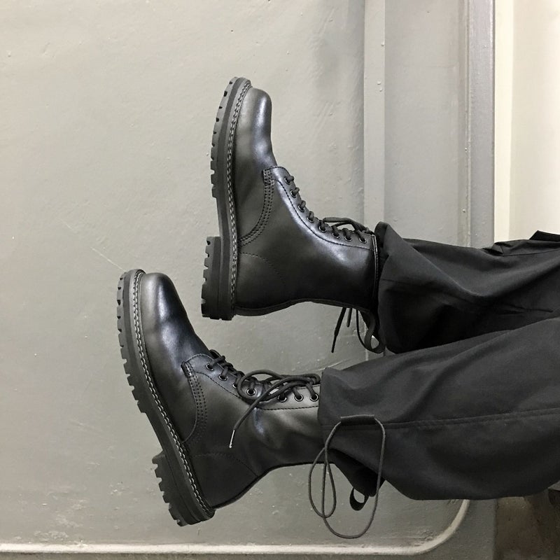 Couple Style 35-47 Size Ins Boots Men'S High Top Genuine Leather Large Size Boots Women'S Motorcycle Shoes Black Work Boots - Image 4