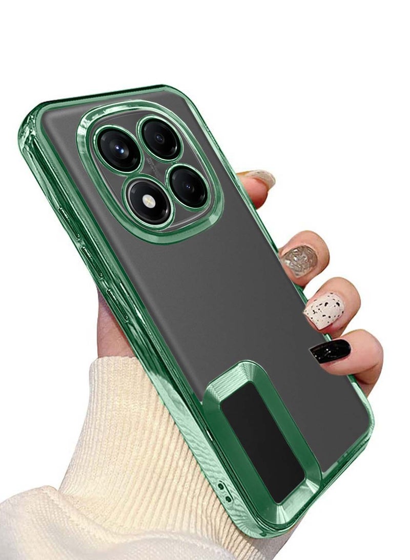 Wtech Xiaomi Redmi Note 14 Pro 5G 2024 PU Luxury Plating Raised Lips Camera Hole Case Cover - Clear/Dark Green - Image 2
