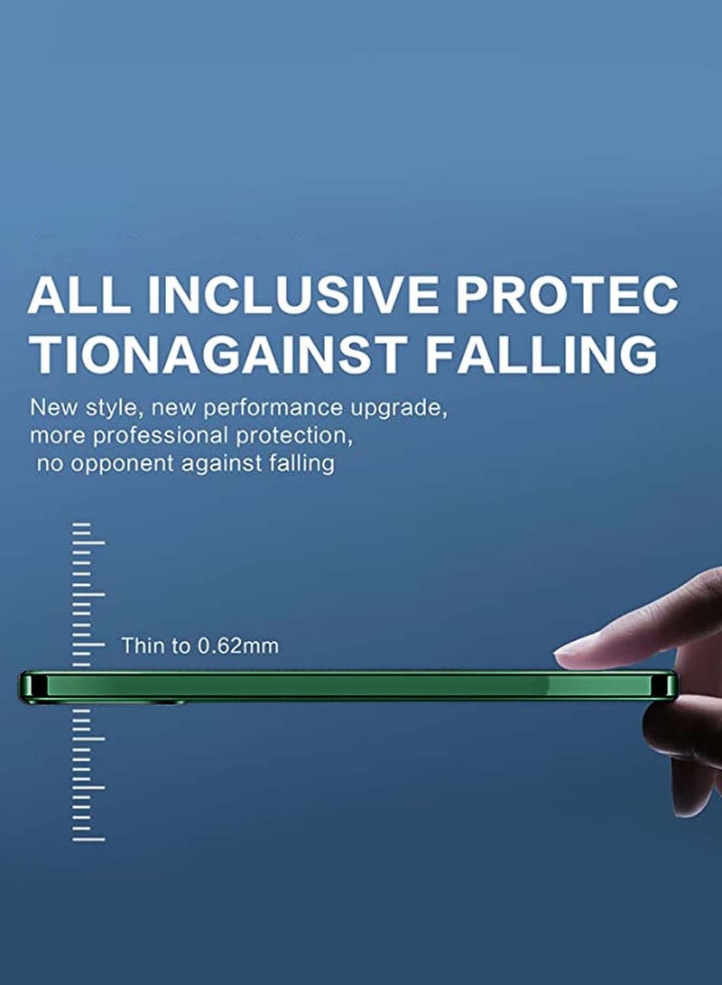 Wtech Xiaomi Redmi Note 14 Pro 5G 2024 PU Luxury Plating Raised Lips Camera Hole Case Cover - Clear/Dark Green - Image 5