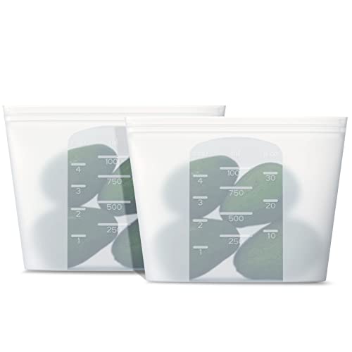 Winrock Reusable Silicone Food Storage Bag, for Microwave, Oven, Fridge, Freezer & Sous Vide Zip Sealed Containers (2 Middle size 32oz 1000ml)… - Image 1