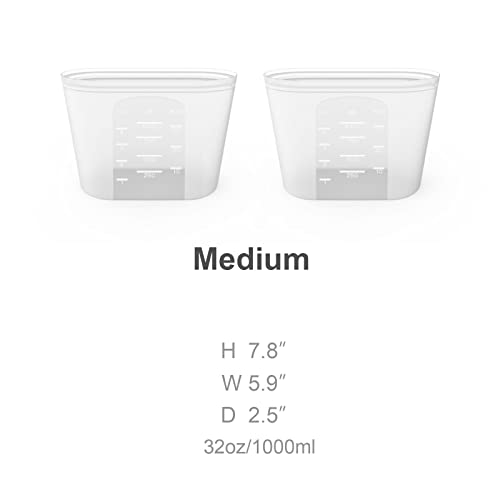 Winrock Reusable Silicone Food Storage Bag, for Microwave, Oven, Fridge, Freezer & Sous Vide Zip Sealed Containers (2 Middle size 32oz 1000ml)… - Image 3