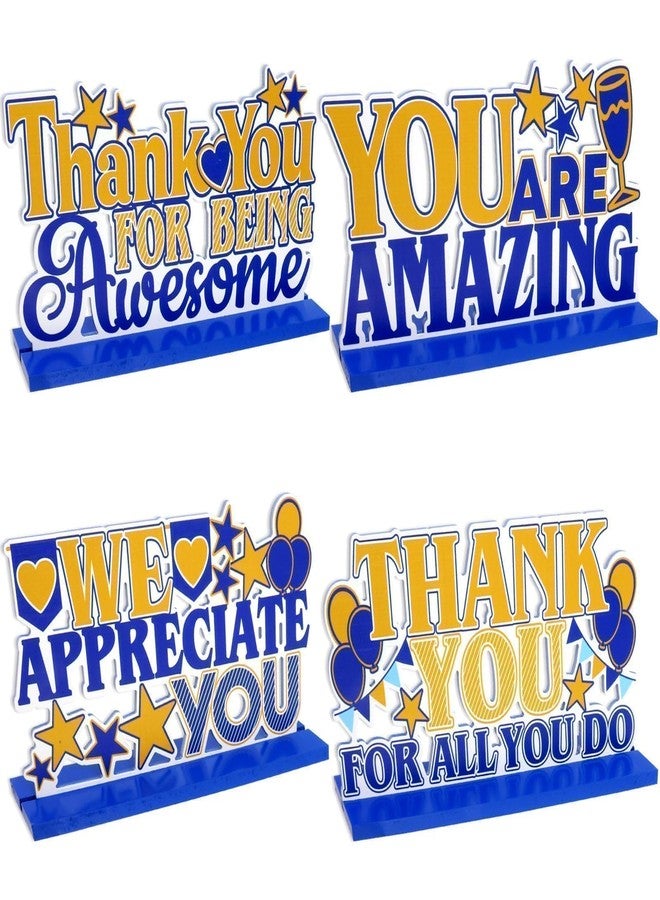 Fancy Land 4 Pcs Employee Appreciation Decorations Thank You Wooden Table Sign Centerpieces for Classroom Office Staff Teacher - Image 1