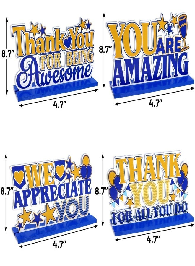 Fancy Land 4 Pcs Employee Appreciation Decorations Thank You Wooden Table Sign Centerpieces for Classroom Office Staff Teacher - Image 2