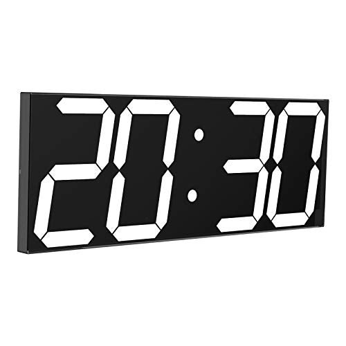 CHKOSDA LED Large Digital Wall Clock, Oversize Wall Clock with 6” Numbers, Remote Control Count up/Countdown Timer Clock, Auto Dimmer, Big Calendar and Thermometer(White) - Image 1