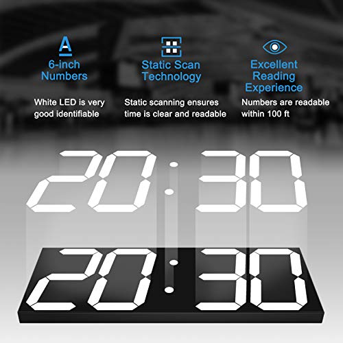 CHKOSDA LED Large Digital Wall Clock, Oversize Wall Clock with 6” Numbers, Remote Control Count up/Countdown Timer Clock, Auto Dimmer, Big Calendar and Thermometer(White) - Image 5