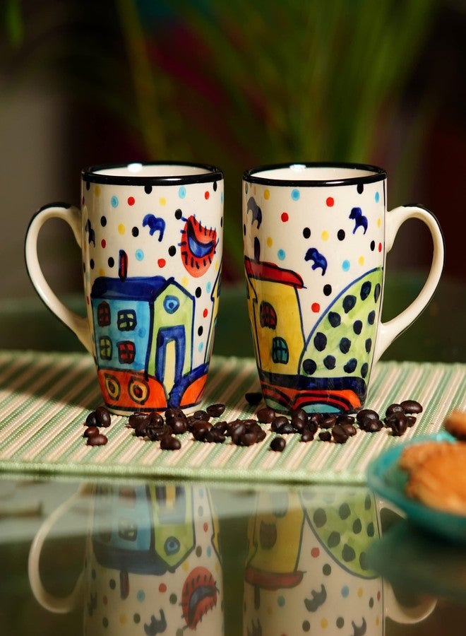 Freakway Hut Hand-Painted Serving Tea Cups Set/Milk Mugs & Ceramic Printed Coffee Mugs Set of 2 (270 ML, Microwave & Dishwasher Safe)_Multicolor - Image 1