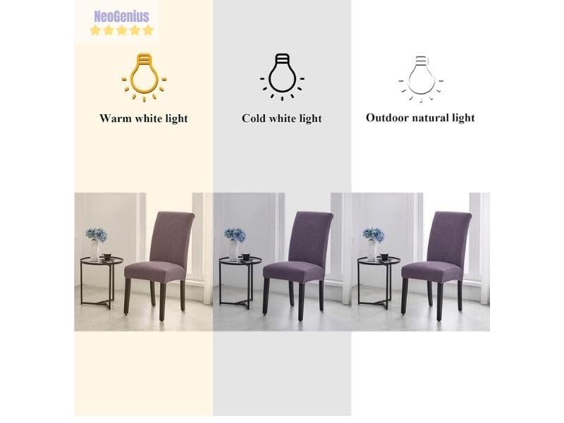 NeoGenius Premium Elegant Dining Chair Covers, Slipcovers Set of 6, Spandex Super Fit Stretch Removable Washable Covers, Protector - Lavender - Image 5
