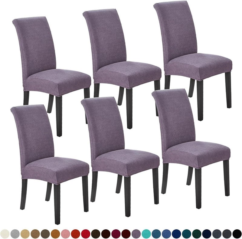 NeoGenius Premium Elegant Dining Chair Covers, Slipcovers Set of 6, Spandex Super Fit Stretch Removable Washable Covers, Protector - Lavender - Image 1
