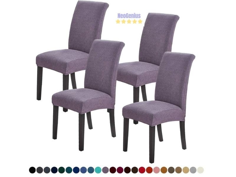 NeoGenius Premium Elegant Dining Chair Covers, Slipcovers Set of 6, Spandex Super Fit Stretch Removable Washable Covers, Protector - Lavender - Image 2