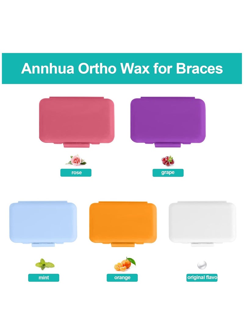 5 Boxes Dental Wax for Braces Dental Special Protective Wax Orthodontic Wax for Orthodontics Braces Wearer for Braces Wearer Aligners Brackets 5 Different Flavours