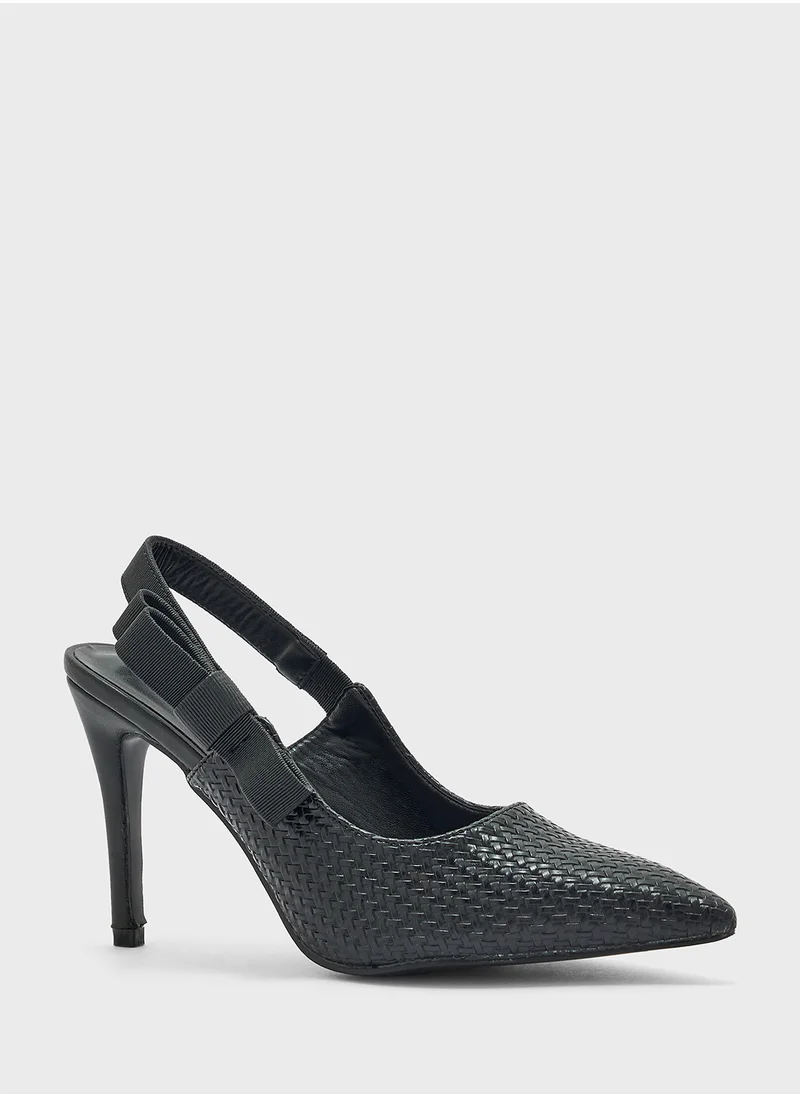 ELLA Weave Detail Sling Back Pump