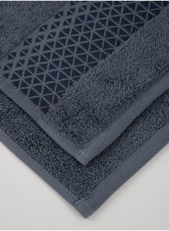 White Rose Towel 4 Piece Bathroom  Set - TRIANGLE - 500 GSM - 100% Cotton Terry - Jacquard Border- 2 Bath  70X140 cm & 2 Hand  50x90 cm- Luxury Touch - Extra Absorbent-Blue  - Image 4