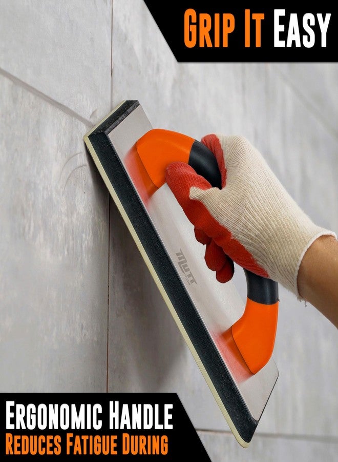 AMERICAN MUTT TOOLS عوامة الجص الاحترافية من Mutt Tools مقاس 9.5 بوصة × 4 بوصة - أداة تنعيم غير لاصقة من مادة EVA للبلاط والبناء والجدران الجافة - عوامة الجص المطاطية بمقبض مريح - مجموعة أدوات حشو البلاط - Image 5