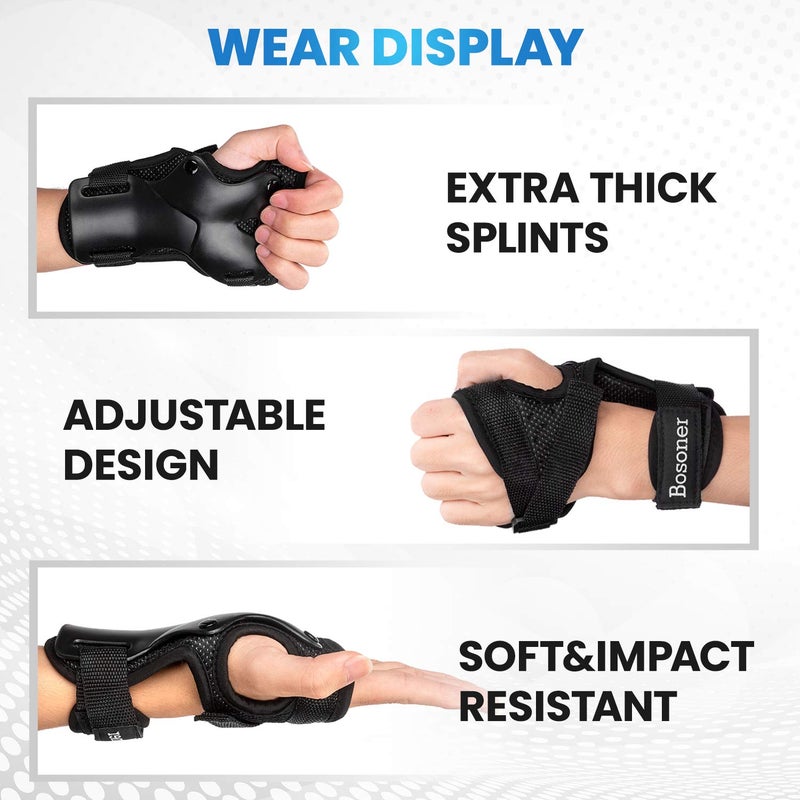 Bosoner Wrist Guard, BOSONER Wrist Guards for Roller Skating, Skateboarding, Wristsavers Brace Protective Gear for Adults/Kids/Youth (1 Pair) - Image 4