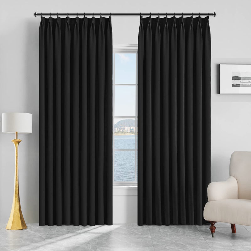 MAIHER Pinch Pleated Curtain 99 Blackout Thermal Insulating Panel for Bedroom Black 54 x 96 Inches 1 Panel