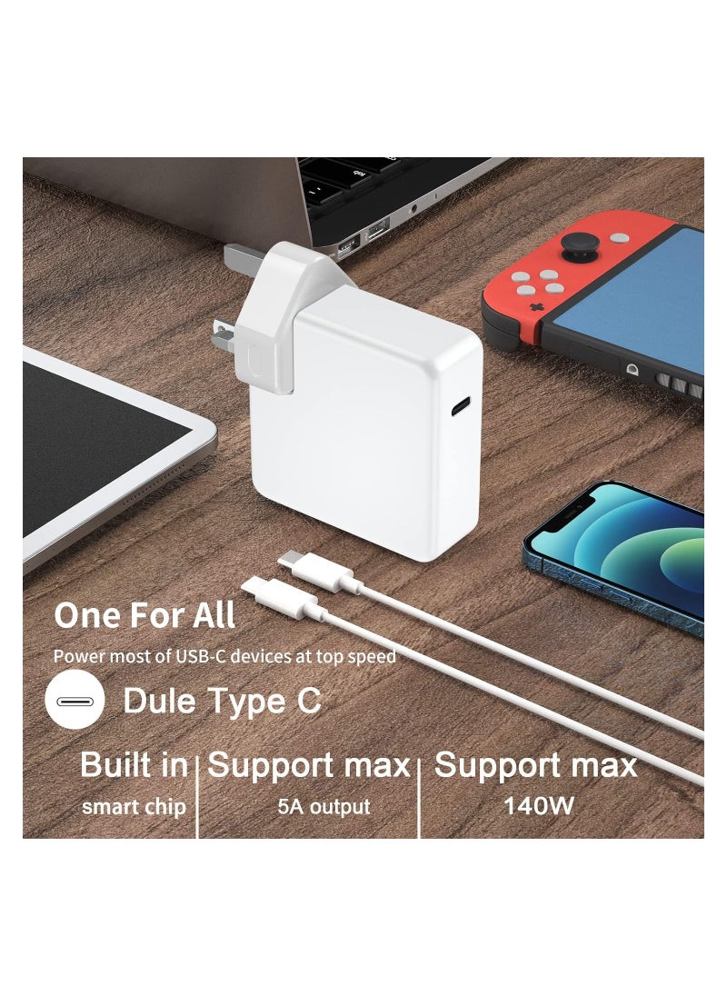 KASTWAVE - 140W USB-C Power Adapter for MacBook/MacBook Air/iPad Pro - for MacBook Pro 16/15/ 14/13 Inch 2022/2021/2020/2019/2018, Included 1.8M USB C to C Cable (White) - Image 1