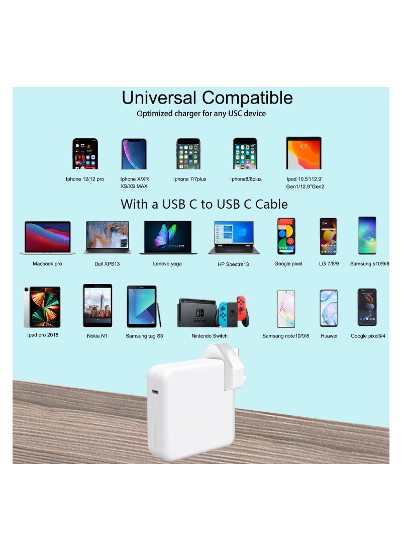 KASTWAVE - 140W USB-C Power Adapter for MacBook/MacBook Air/iPad Pro - for MacBook Pro 16/15/ 14/13 Inch 2022/2021/2020/2019/2018, Included 1.8M USB C to C Cable (White) - Image 1
