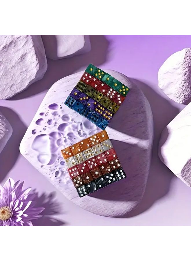 مجموعة أحجار نرد أكريليك 12 قطعة بلون لؤلؤة القهوة بنقشة للألعاب اللوحية والحفلات - Image 2
