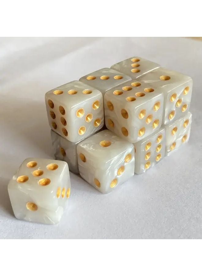 مجموعة أحجار نرد أكريليك 12 قطعة بلون لؤلؤة القهوة بنقشة للألعاب اللوحية والحفلات - Image 5