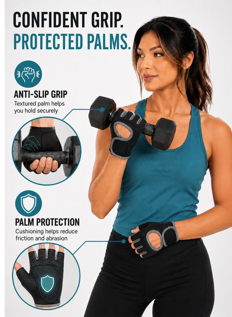 DBLEW Workout Gloves for Men and Women, Gym Weight Lifting Gloves Protection Support Gloves for Hand Pain, Minor Scrapes, Sprains and Bumps, Twist, Arthitis and Therapeutic Heat Retention, Anti-Slip Protection Breathable Half Finger Gloves for Sports, Cycling, Weight Training, Pull-up, Gym Fitness and Home Workouts - Image 2