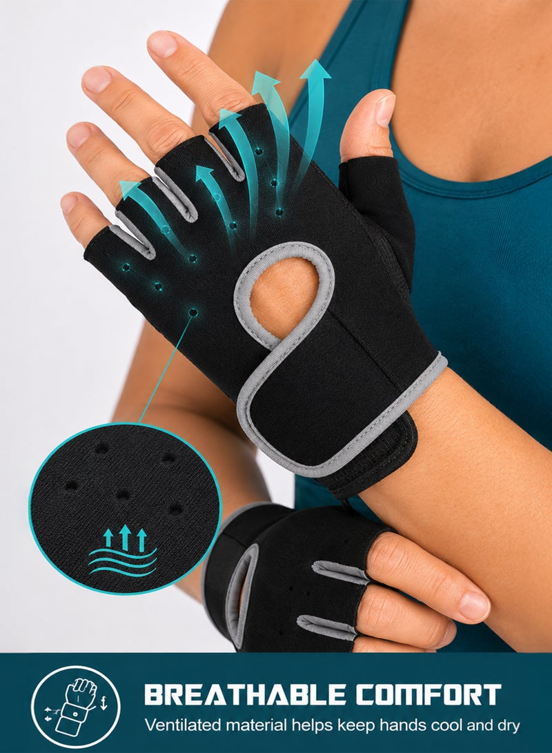 DBLEW Workout Gloves for Men and Women, Gym Weight Lifting Gloves Protection Support Gloves for Hand Pain, Minor Scrapes, Sprains and Bumps, Twist, Arthitis and Therapeutic Heat Retention, Anti-Slip Protection Breathable Half Finger Gloves for Sports, Cycling, Weight Training, Pull-up, Gym Fitness and Home Workouts - Image 4