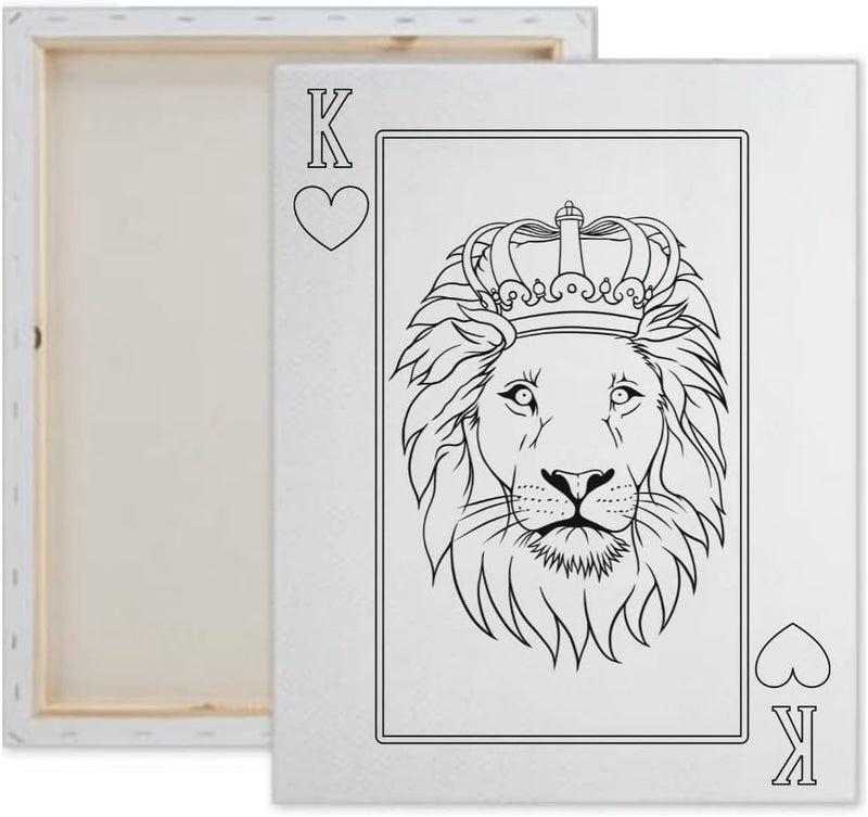 Pre Drawn Canvas Paint Kit | Teen, Kids and Adult Sip and Paint Party Favor | DIY Date Night Couple Activity| Canvas Boards for painting| KING OF HEARTS (S 8x10 CANVAS ONLY)
