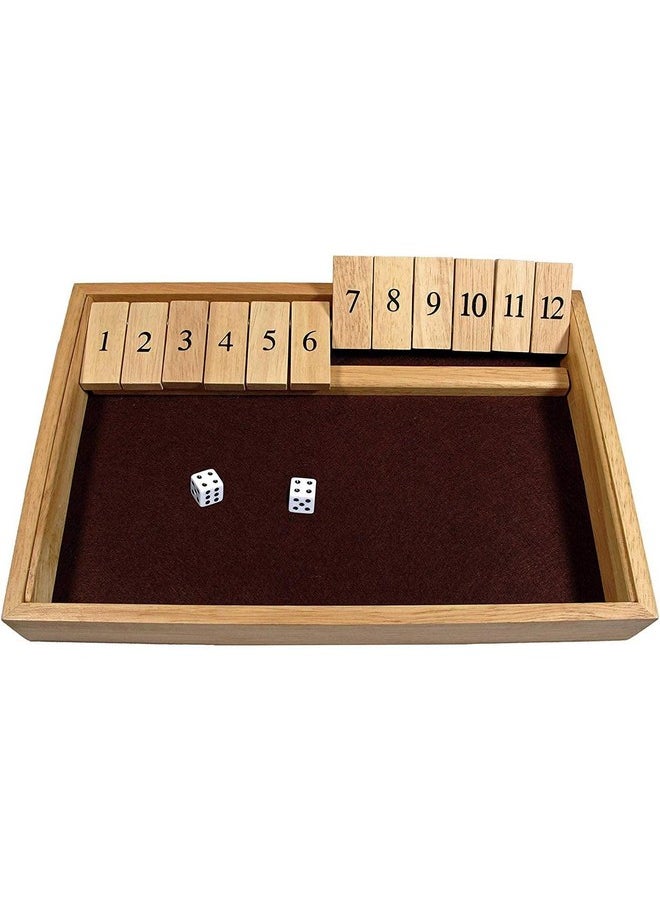 WE Games Deluxe Wood 12 Numbers Shut The Box Game  - Image 1