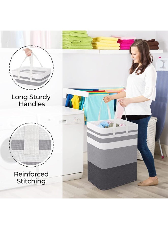 Laundry Basket with Handles, Collapsible Clothes Hamper 2-Pack, Waterproof & Foldable Laundry Hamper for Clothes, Toys and Storage, 60x40x30cm - Image 4